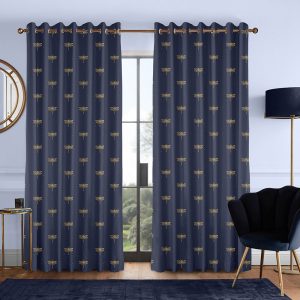 Dragonfly Navy Curtain