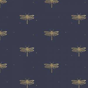 Dragonfly Navy Curtain