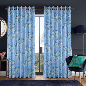 Hummingbird Cornflower Blue Curtain