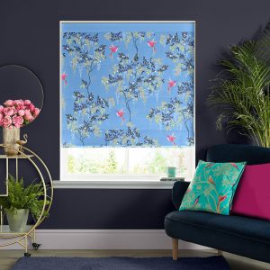 Hummingbird Cornflower Blue Roman Blind