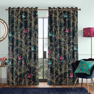 Swallows Forest Green Curtain