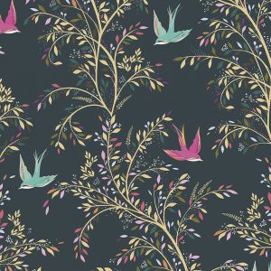 Swallows Forest Green Curtain