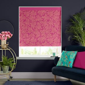 Little Leaves Fuchsia Roman Blind