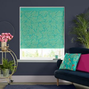 Little Leaves Green Roman Blind