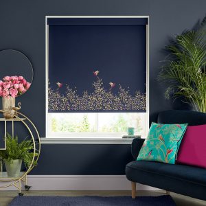 Hummingbird Border Deep Navy Roller Blinds