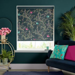 Peony Border Pale Grey Roller Blinds