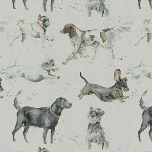 Dashing Dogs Linen Curtain