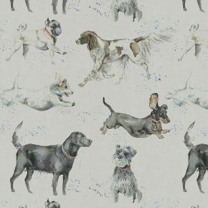 Dashing Dogs Linen Roman Blind