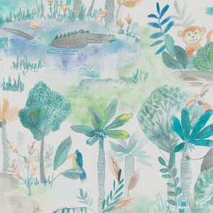 Jungle Fun Aqua Roman Blind