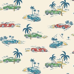 Fast Cars Cream Curtain