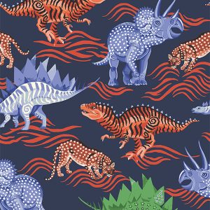 Dinosaur Navy Curtain