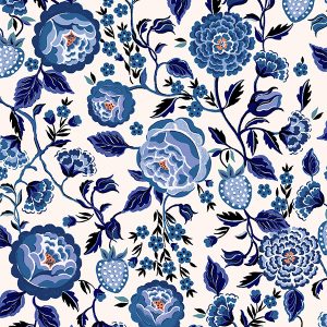 Strawberry Gardens Blue Roman Blind