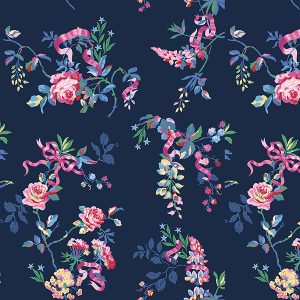 Ribbon Roses Navy Roller Blinds