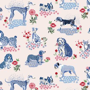 Puppy Fields Pink Blue Roller Blinds