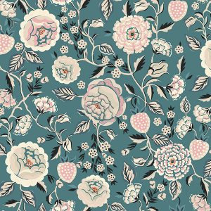 Strawberry Gardens Teal Roller Blinds