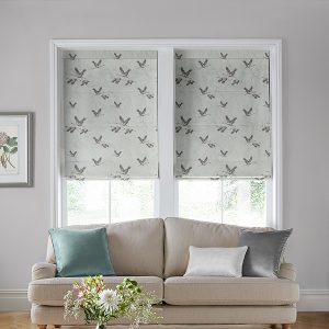 Animalia Embroidered Pale Duck Egg Roman Blind