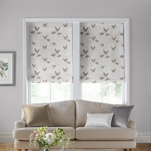 Animalia Embroidered Pale Dove Grey Roman Blind