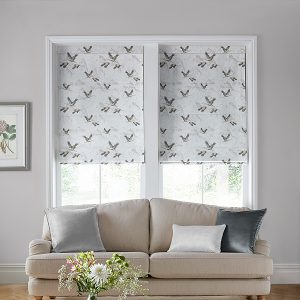 Animalia Embroidered Silver Roman Blind