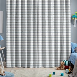 Alphabet Gingham Blue Curtain