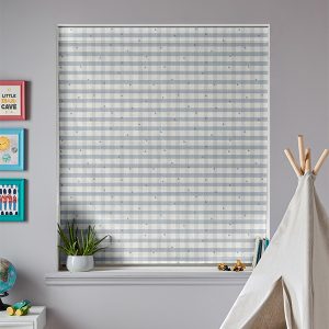 Alphabet Gingham Blue Roman Blind