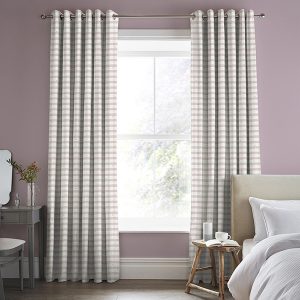 Alphabet Gingham Pink Curtain