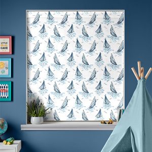 A'hoy Sail Boats Blue Roman Blind