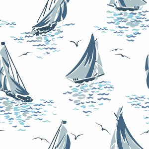 A'hoy Sail Boats Blue Curtain