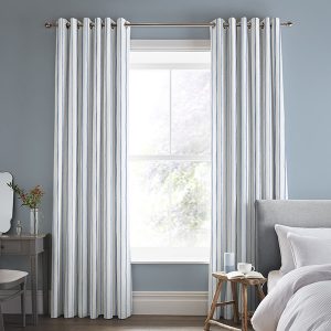 Painterly Stripe Blue Curtain