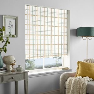 Burford Check Ochre Roman Blind