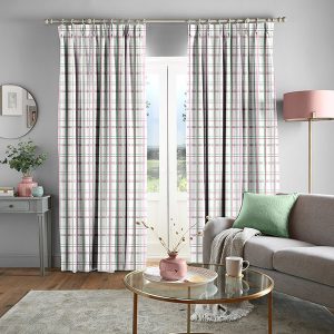 Burford Check Rose Curtain