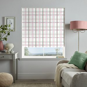 Burford Check Rose Roman Blind