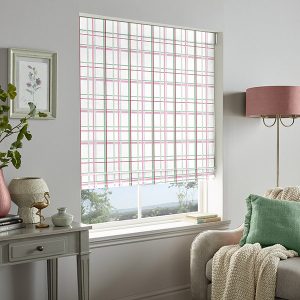 Burford Check Rose Roman Blind