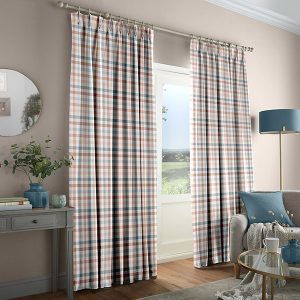 Cove Check Blush Curtain