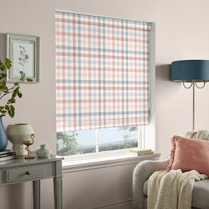 Cove Check Blush Roman Blind