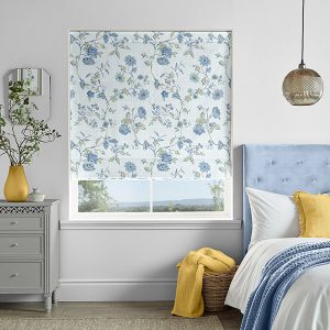 Rambling Rector Blue Sky Roman Blind