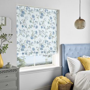 Rambling Rector Blue Sky Roman Blind