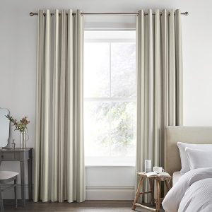 Awning Stripe Dove Grey Curtain