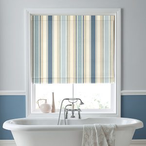 Awning Stripe Seaspray Roman Blind