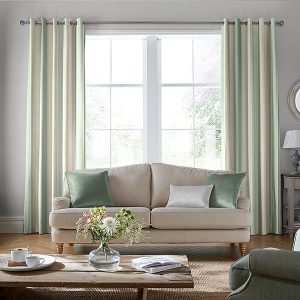 Awning Stripe Smoke Green Curtain