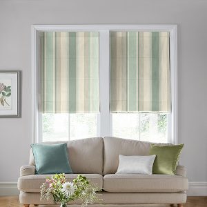 Awning Stripe Smoke Green Roman Blind