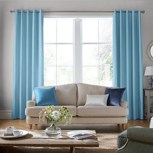 Burnsall Stripe Seaspray Curtain