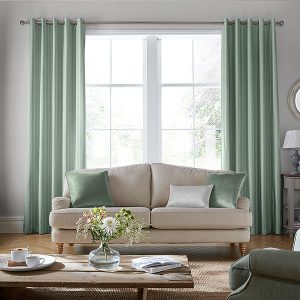 Burnsall Stripe Smoke Green Curtain