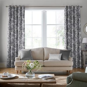 Eglantine Silhouette Woven Dove Curtain