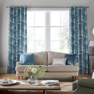 Eglantine Silhouette Woven Seaspray Curtain