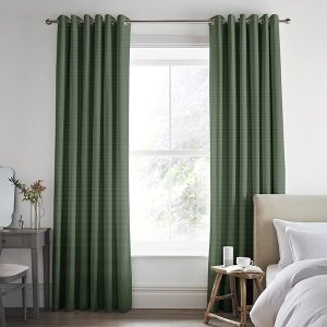 Gingham Bottle Green Curtain