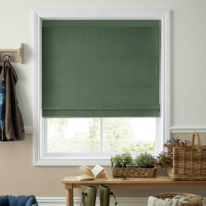 Gingham Bottle Green Roman Blind