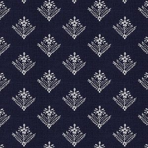 Lady Fern Embroidery French Navy Roman Blind