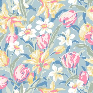 Tulips China Blue Roller Blinds