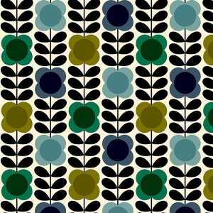 Spot Flower Stem Blue & Green Curtain