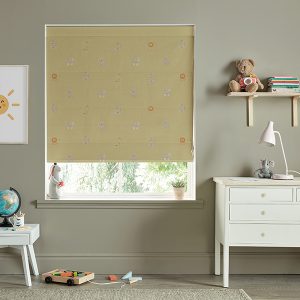 Bears Soft Mustard Roman Blind